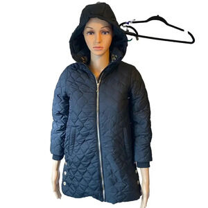 Juicy Couture Jacket Girls Kids M 10-12 Black Quilted Puffer Coat Jacket Hooded